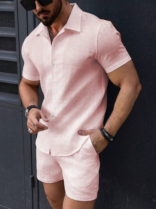 Leisure Breathable Beach Two Piece Suits Mens Summer Casual Short