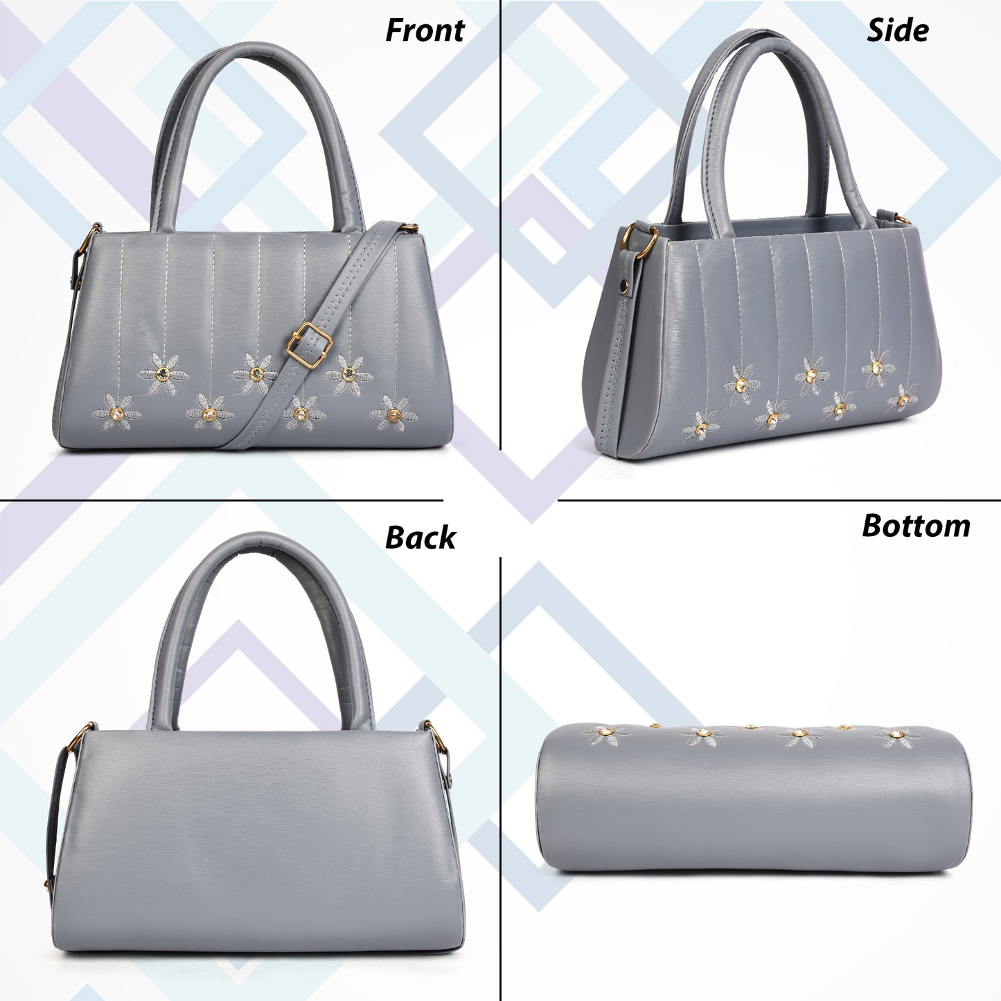 Women Pleated Sling Bag With Handle - Grey