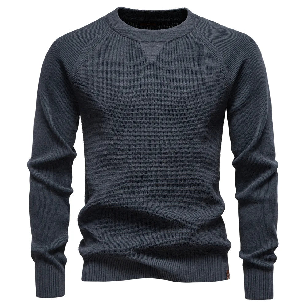 Autumn Winter New Round Neck Fashion Solid Color Sweater Men's High-Quality Business Casual Knitted Men's Sweater