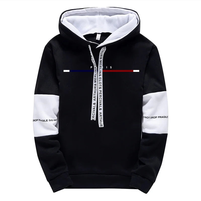 Men's Tracksuit Print Casual Sweatshirts Outdoors Sports Jogging Man Clothing Black White Single Piece Hoodies Pants Streetwear
