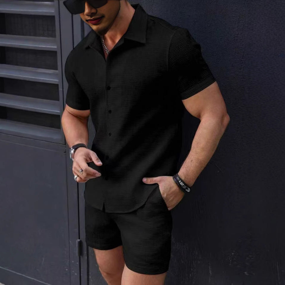 Leisure Breathable Beach Two Piece Suits Mens Summer Casual Short