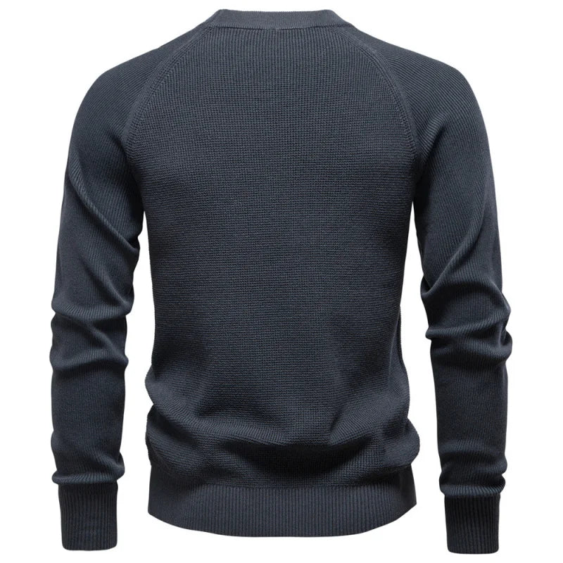 Autumn Winter New Round Neck Fashion Solid Color Sweater Men's High-Quality Business Casual Knitted Men's Sweater