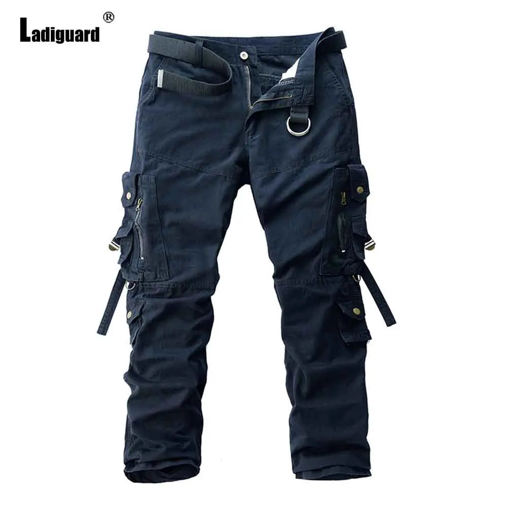 Large Size Mens BasicCargo Pants 2025 Europe Style Fashion Multi-Pocket Trouser New Outdoor Casual Cotton Pants Male Streetwear