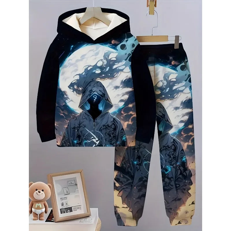 Men's Fashion 3D Printed Casual Hoodie Hoodie Two-piece Set for Autumn and Winter Outdoor Must-have Cool Street Style