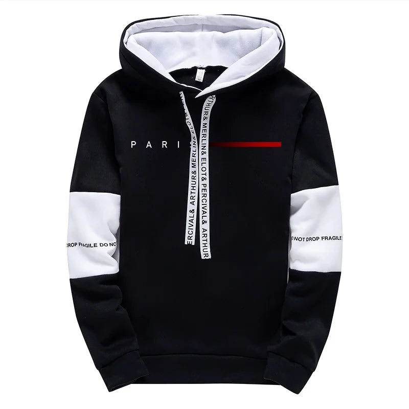 Fashion Men's Tracksuit Printing Casual Sweatshirts Outdoors Sports Jogging Man Clothing Black White Single Piece Hoodies Pants