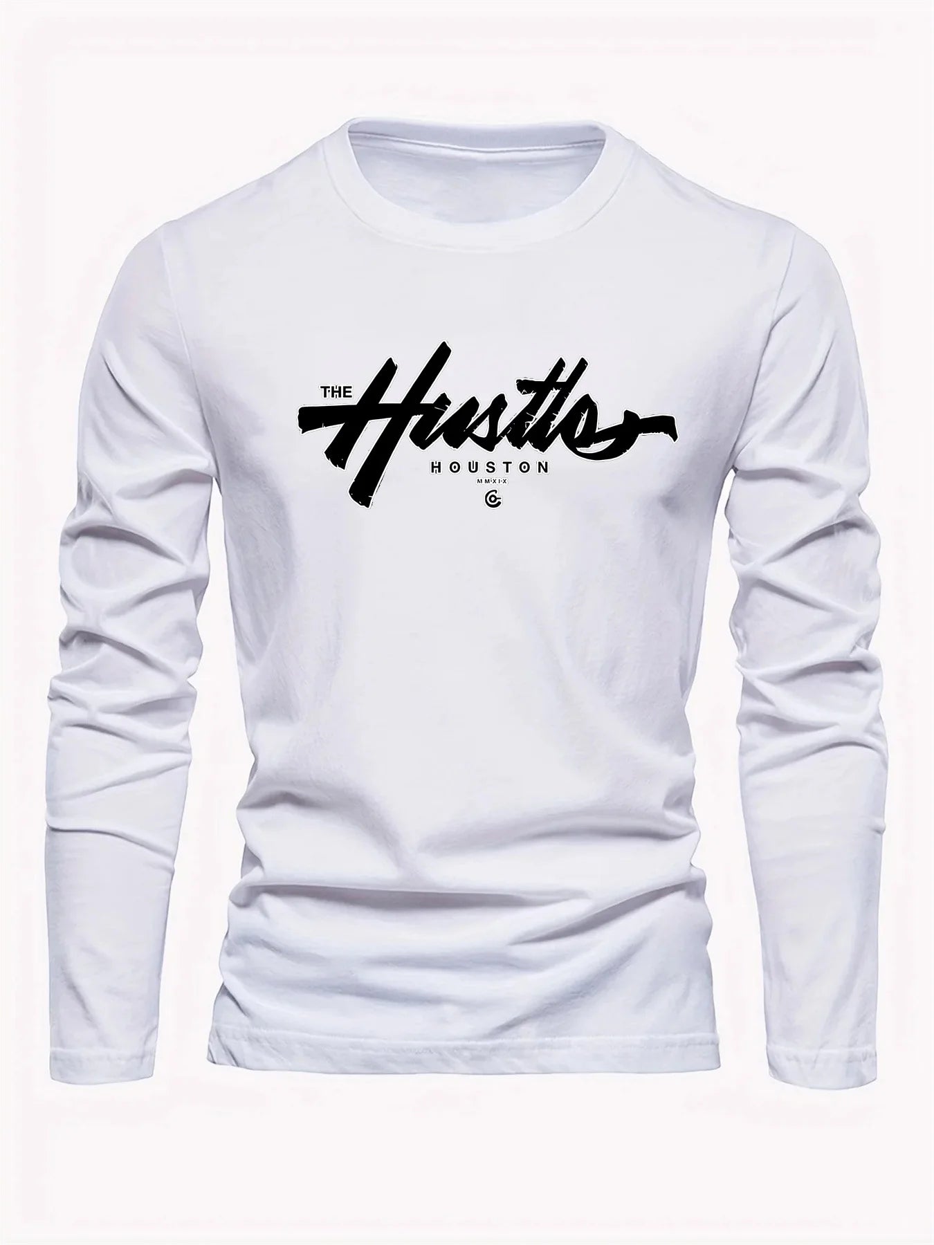 Spring Autumn Casual Long Sleeve T-shirt English Letter Printed Tee Classic Basic Tops Daily Loose O-neck Pullover Male Clothing