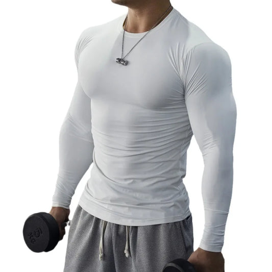 Quick Dry Breathable Long Sleeved T-shirt Men American Gym Training Slim Fit Sports Top for Fitness Workout Casual Wear