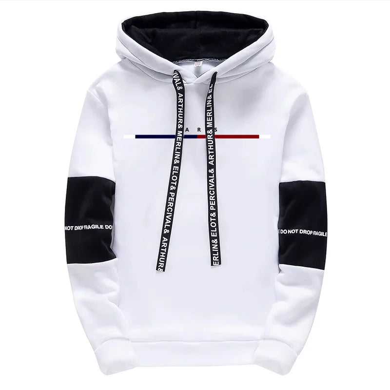 Men's Tracksuit Print Casual Sweatshirts Outdoors Sports Jogging Man Clothing Black White Single Piece Hoodies Pants Streetwear