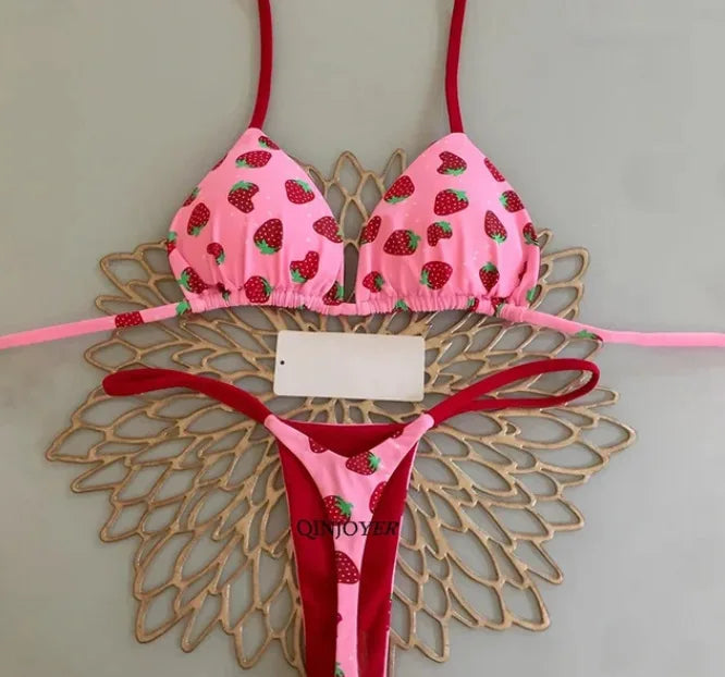 Women's Bikini Split Print Swimwear Fashion G-string Beach Holiday