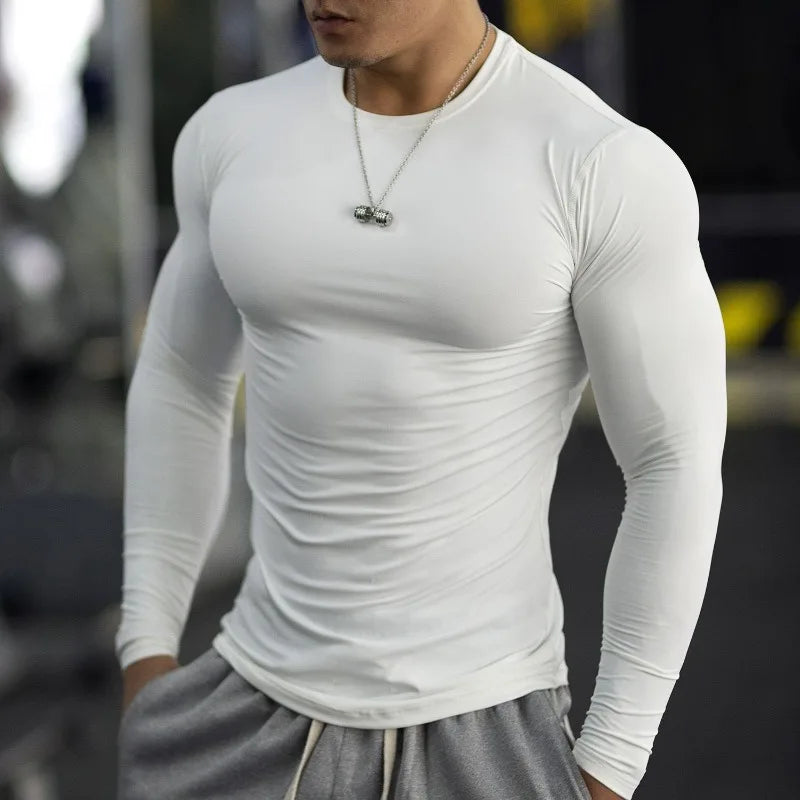 Quick Dry Breathable Long Sleeved T-shirt Men American Gym Training Slim Fit Sports Top for Fitness Workout Casual Wear