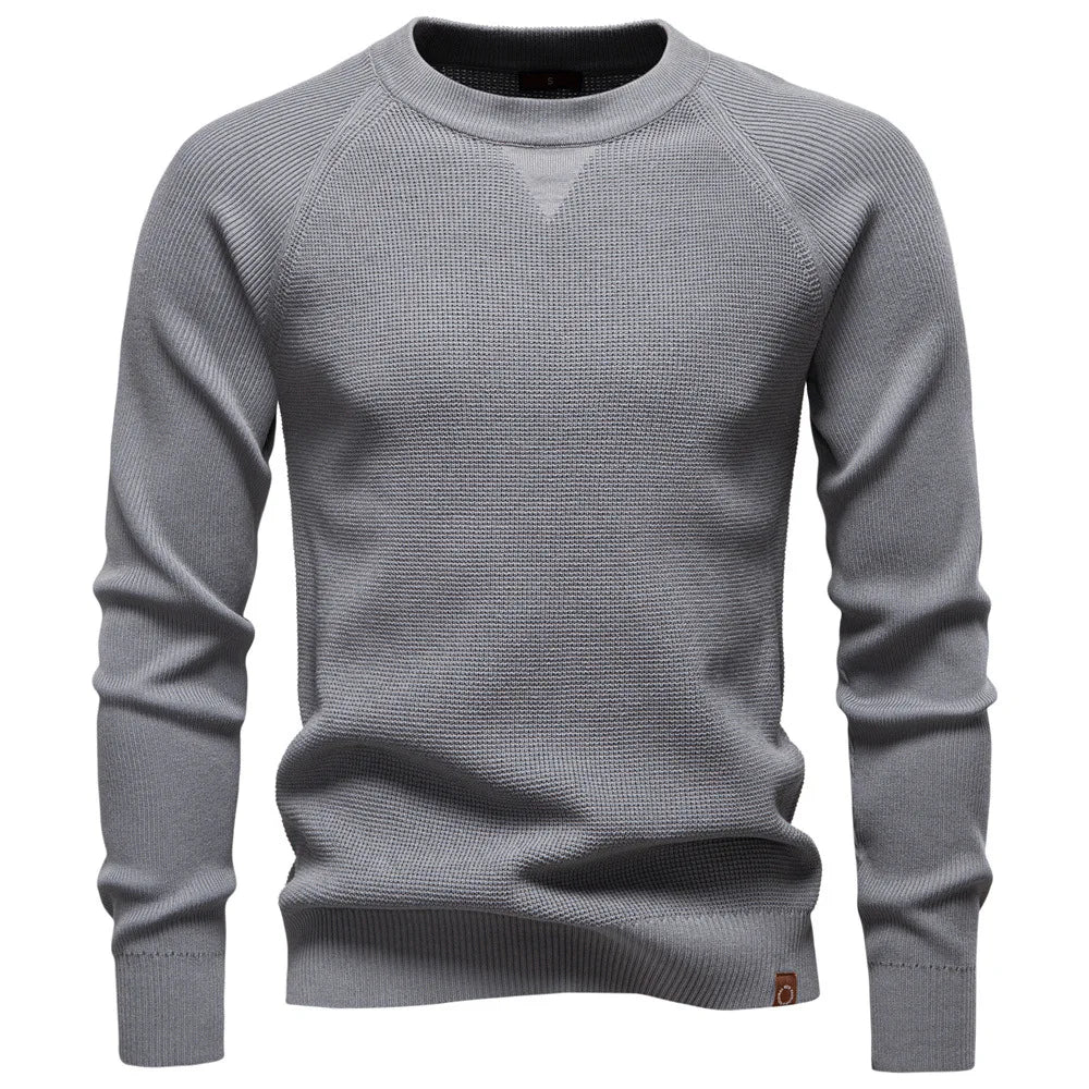 Autumn Winter New Round Neck Fashion Solid Color Sweater Men's High-Quality Business Casual Knitted Men's Sweater