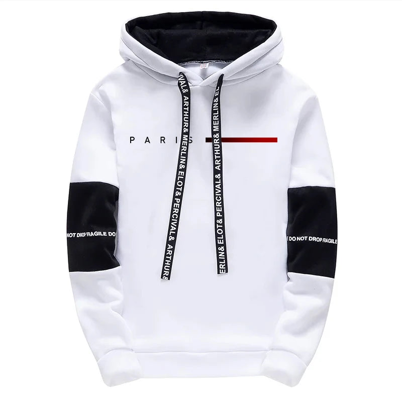 Fashion Men's Tracksuit Printing Casual Sweatshirts Outdoors Sports Jogging Man Clothing Black White Single Piece Hoodies Pants