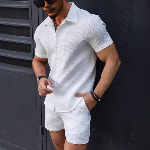 Leisure Breathable Beach Two Piece Suits Mens Summer Casual Short