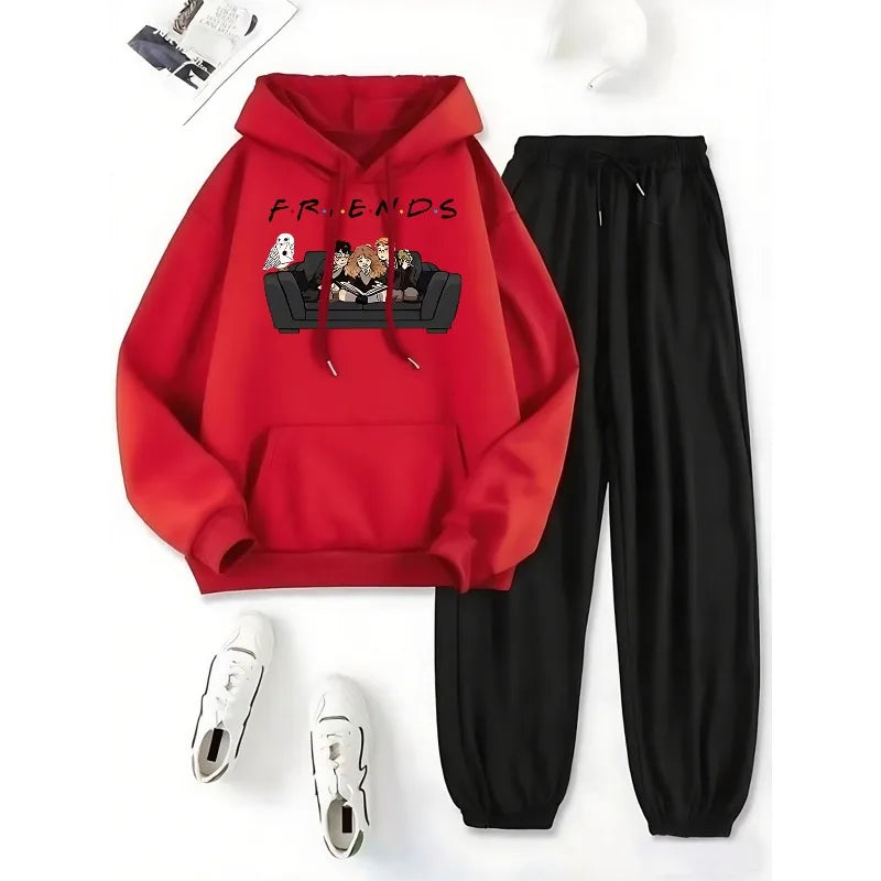 Autumn and Winter Clothing Anime Characters 3D Printed Polyester Fabric Hoodie, Sweatshirt, and Pants Set