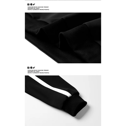 Stand Collar Jacket Men's Retro Splicing Loose Sports Casual Jacket Elastic High Waist Trousers Suit