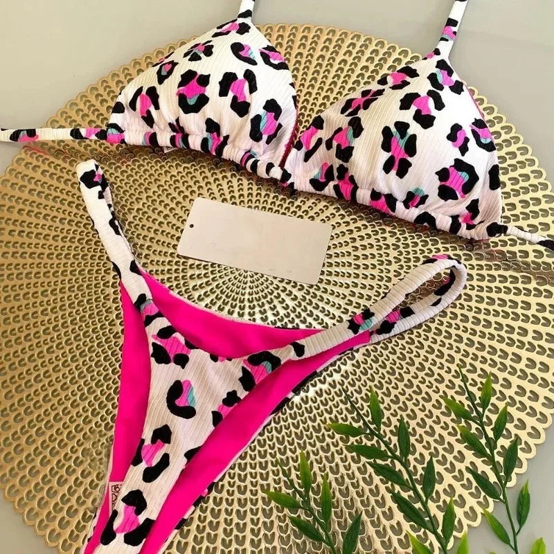 Women's Bikini Split Print Swimwear Fashion G-string Beach Holiday