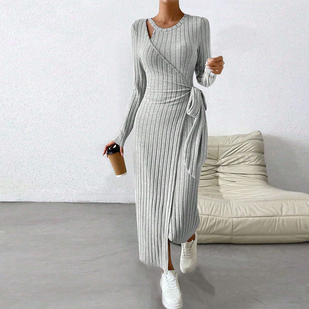 European & Egyptian Solid Sleeve Long Dress