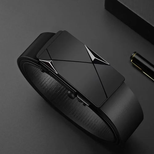 Luxury Fashion Men's PU Automatic Buckle Belt Casual Solid Color Outdoor Adventure Belt To Give Father Gift