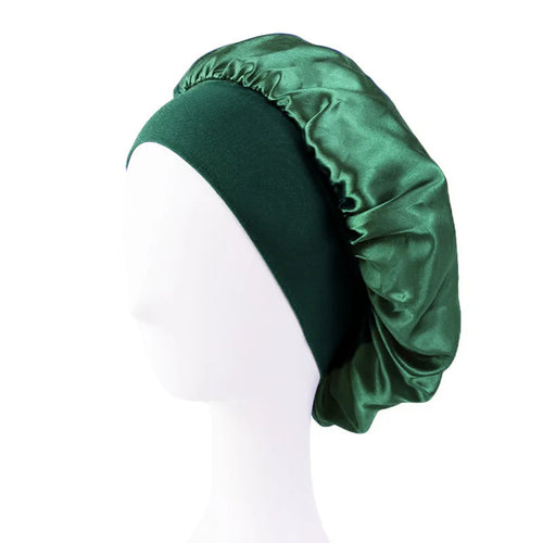 New Women's Satin Solid Wide-brimmed Sleeping Hat Unisex Head Wrap