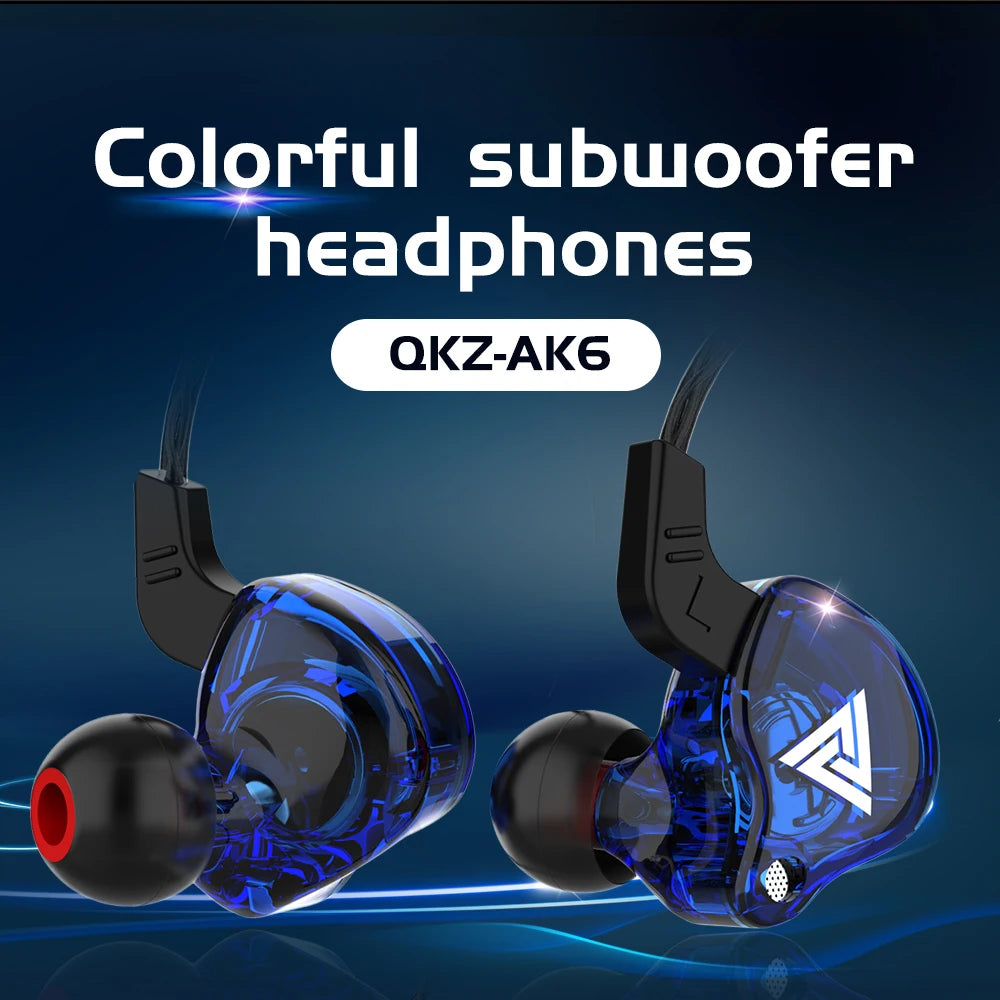 Original QKZ AK6 Copper Driver HiFi Wired Earphone Race Sport