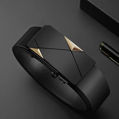 Luxury Fashion Men's PU Automatic Buckle Belt Casual Solid Color Outdoor Adventure Belt To Give Father Gift