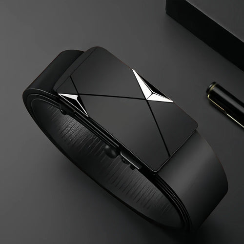 Luxury Fashion Men's PU Automatic Buckle Belt Casual Solid Color Outdoor Adventure Belt To Give Father Gift