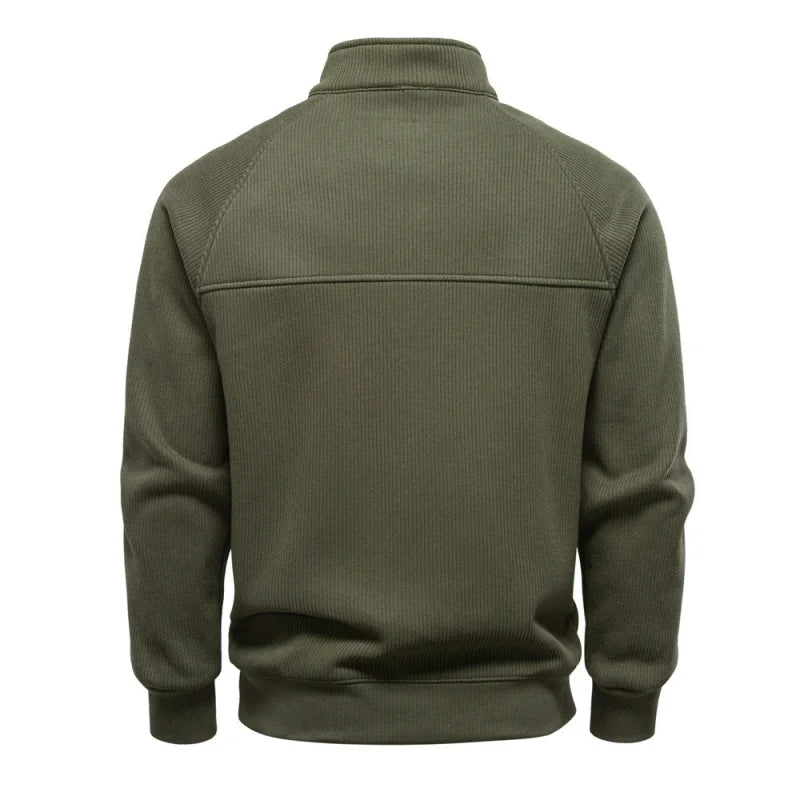 Autumn and Winter Half-Zip Sweatshirt Stand Collar Trendy Versatile Fleece-Lined Men's Sweatshirt Top