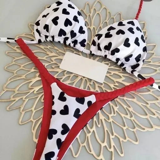 Women's Bikini Split Print Swimwear Fashion G-string Beach Holiday