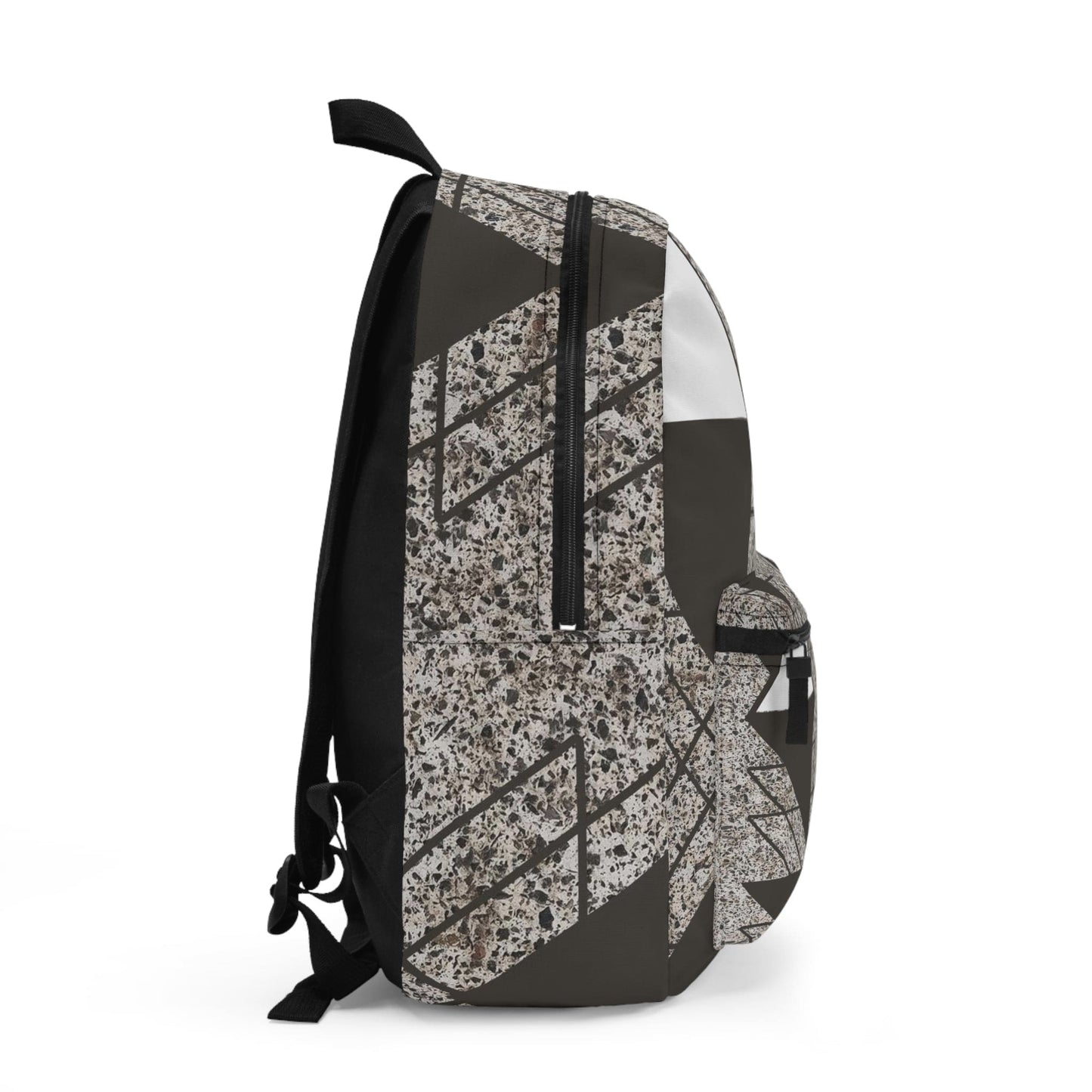 Backpack - Large Water-resistant Bag - Brown and White Triangular