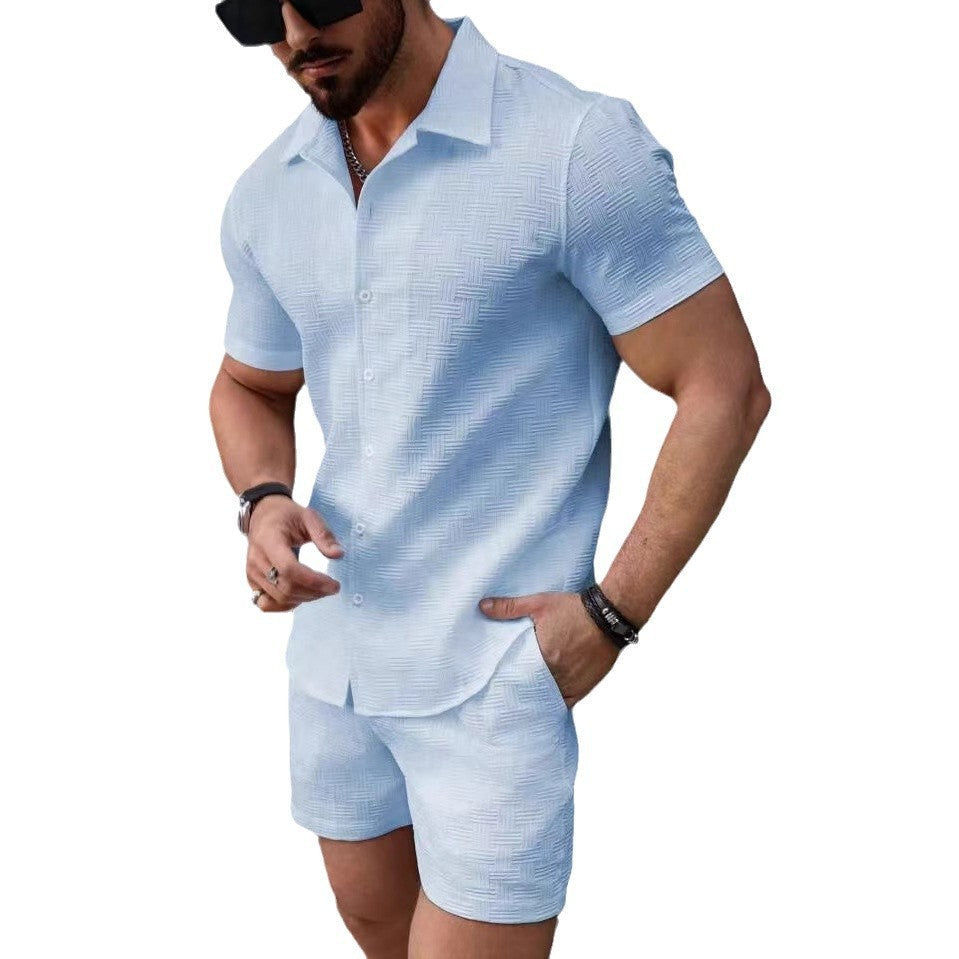 Leisure Breathable Beach Two Piece Suits Mens Summer Casual Short