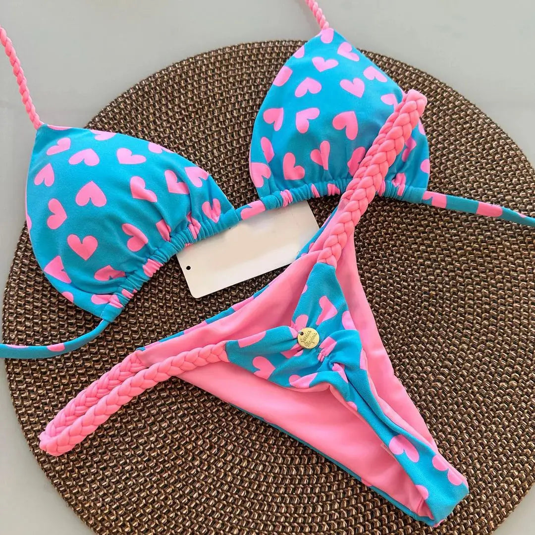 Women's Bikini Split Print Swimwear Fashion G-string Beach Holiday