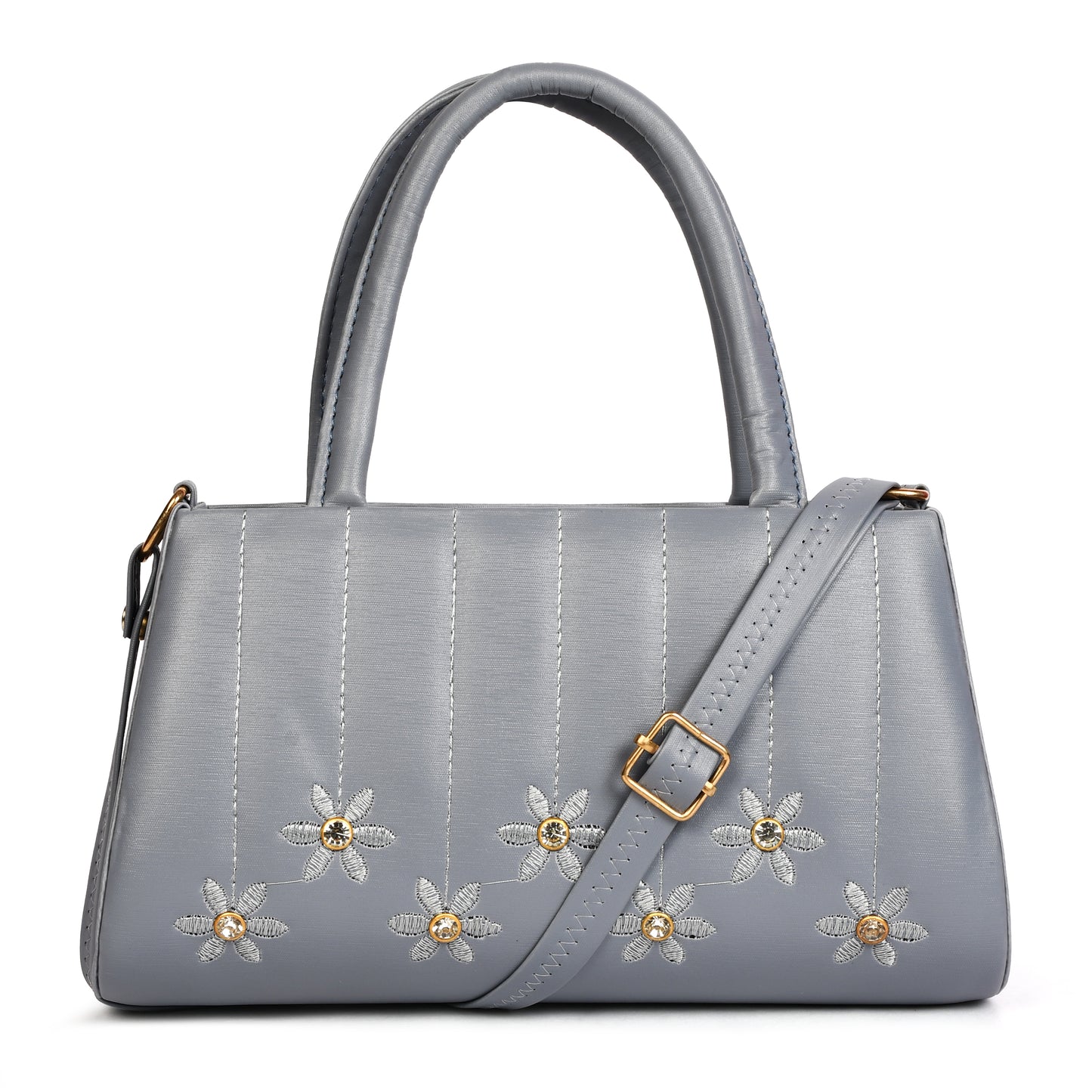 Women Pleated Sling Bag With Handle - Grey