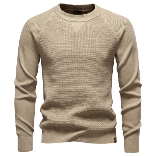 Autumn Winter New Round Neck Fashion Solid Color Sweater Men's High-Quality Business Casual Knitted Men's Sweater