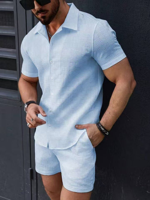 Leisure Breathable Beach Two Piece Suits Mens Summer Casual Short