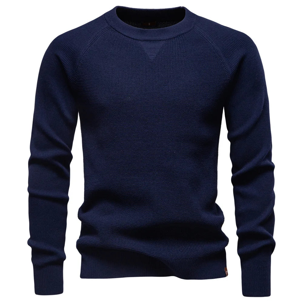 Autumn Winter New Round Neck Fashion Solid Color Sweater Men's High-Quality Business Casual Knitted Men's Sweater