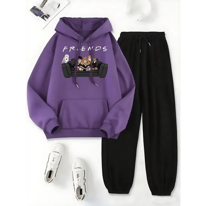 Autumn and Winter Clothing Anime Characters 3D Printed Polyester Fabric Hoodie, Sweatshirt, and Pants Set