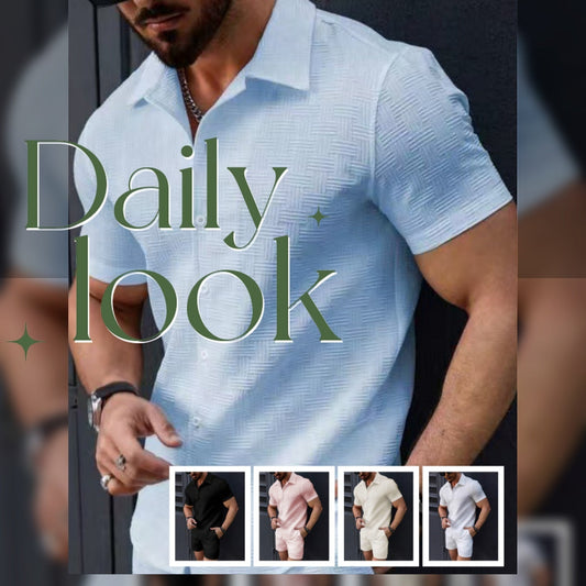 Leisure Breathable Beach Two Piece Suits Mens Summer Casual Short