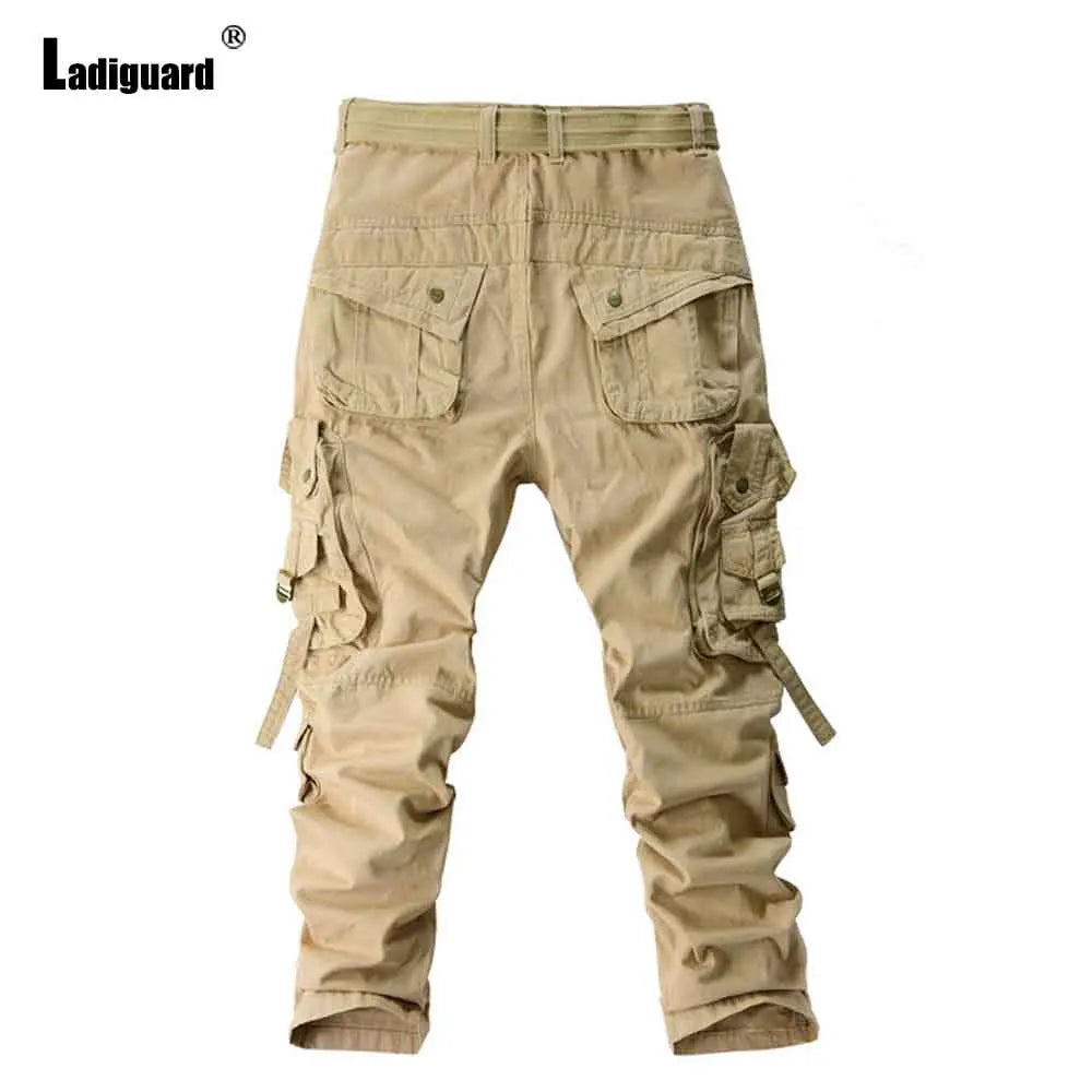 Large Size Mens BasicCargo Pants 2025 Europe Style Fashion Multi-Pocket Trouser New Outdoor Casual Cotton Pants Male Streetwear