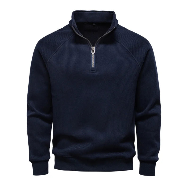 Autumn and Winter Half-Zip Sweatshirt Stand Collar Trendy Versatile Fleece-Lined Men's Sweatshirt Top