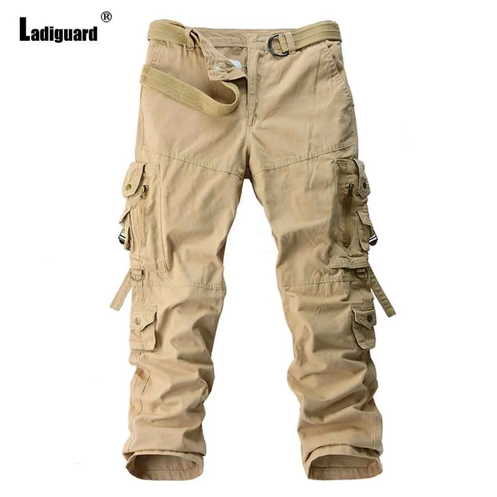 Large Size Mens BasicCargo Pants 2025 Europe Style Fashion Multi-Pocket Trouser New Outdoor Casual Cotton Pants Male Streetwear