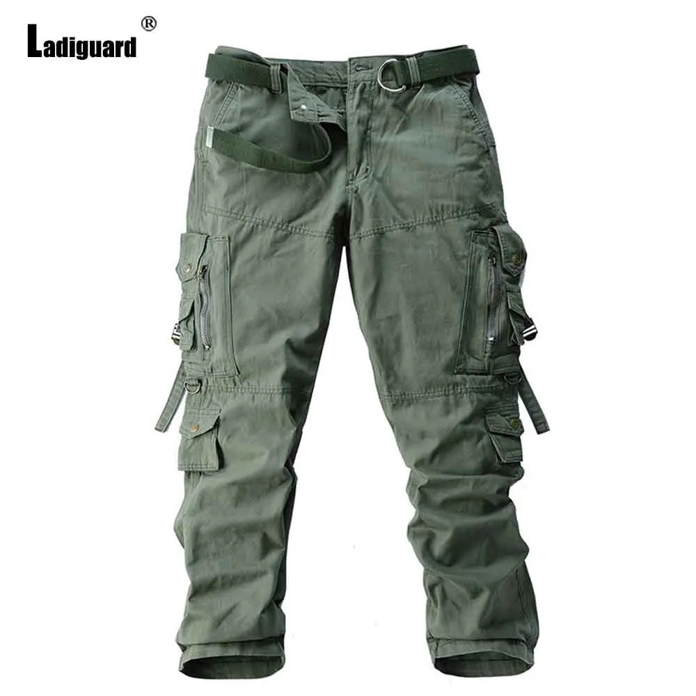 Large Size Mens BasicCargo Pants 2025 Europe Style Fashion Multi-Pocket Trouser New Outdoor Casual Cotton Pants Male Streetwear